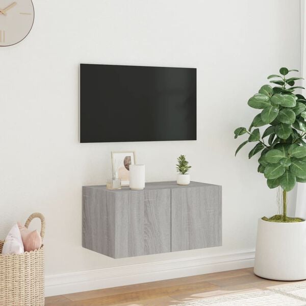 vidaXL TV-sein&auml;kaappi LED-valoilla harmaa Sonoma 60x35x31 cm