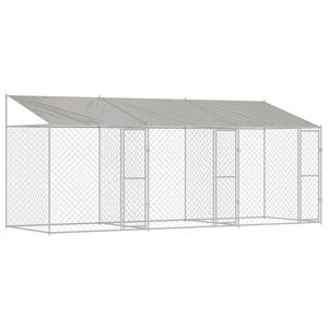 vidaXL Koirah&auml;kki, jossa on katto Hopea 600 x 200 x 256 cm Ter&auml;s ja PE