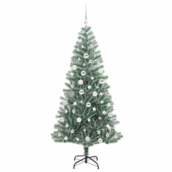 vidaXL Tekoinen joulukuusi lumiflockilla ja LED-valolla 180 cm