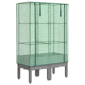 vidaXL Kukkalaatikko kasvihuonepeitteell&auml; rottinkityyli 80x40x140 cm