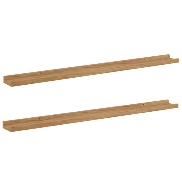 vidaXL Sein&auml;hylly hyllyll&auml; 2 pcs Ruskea 100 x 9 x 3 cm Tekninen puu