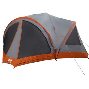 vidaXL Perhe Teltta 10-Henkinen Harmaa ja oranssi 460 x 430 x 214 cm