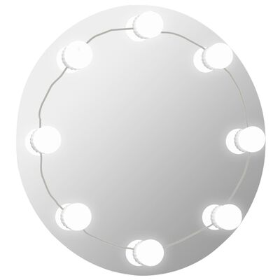vidaXL Seinäpeili kehyksetön LED-valoilla pyöreä lasi