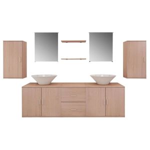 vidaXL 9-osainen Kylpyhuoneen Huonekalu ja Pesuallas Sarja beige