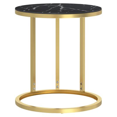 vidaXL Sivupöytä kulta ja musta marmori 45 cm karkaistu lasi