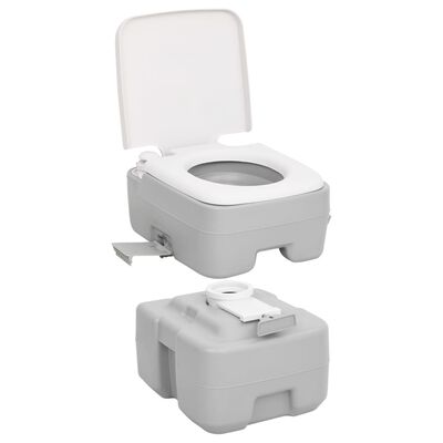 vidaXL Kannettava retki WC harmaavalkoinen 20+10 l HDPE