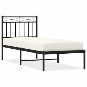 vidaXL Metallinen s&auml;ngynrunko p&auml;&auml;dyll&auml; musta 75x190 cm