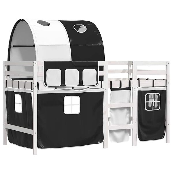 vidaXL Lasten parvis&auml;nky tunnelilla mustavalk. 90x190 cm t&auml;ysi m&auml;nty