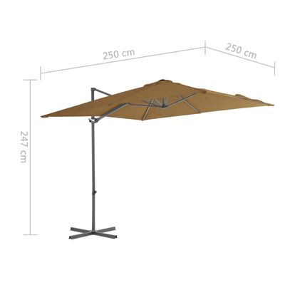 vidaXL Riippuva aurinkovarjo teräspylväällä 250x250 cm harmaanruskea