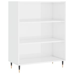 vidaXL Kirjahylly korkeakiilto valkoinen 69,5x32,5x90 cm tekninen puu