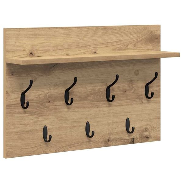 vidaXL Sein&auml;lle asennettava takkihylly Artisan tammi 60 x 40 x 12 cm