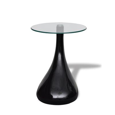 vidaXL Sohvapöytä 2kpl pyöreä lasinen pöytälevy Korkeakiilto musta