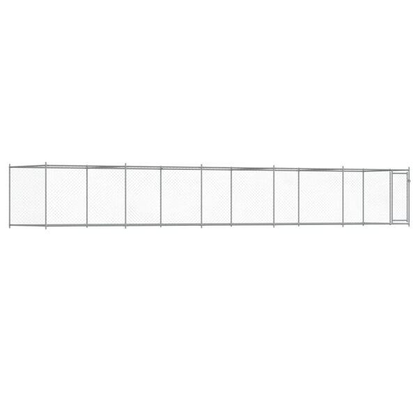 vidaXL Koiranh&auml;kki ovella harmaa 10x2x1,5 m galvanoitu ter&auml;s