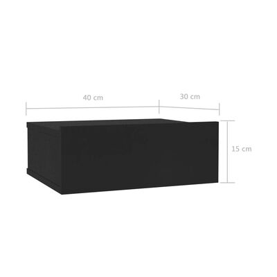 vidaXL Kelluvat yöpöydät 2 kpl musta 40x30x15 cm lastulevy