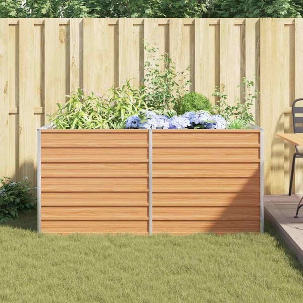 vidaXL Korotettu kukkalaatikko 160x80x77 cm galvanoitu ter&auml;s hopea