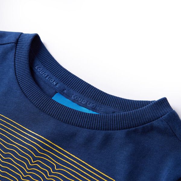 Lasten pitk&auml;hihainen T-paita laivastonsininen 140