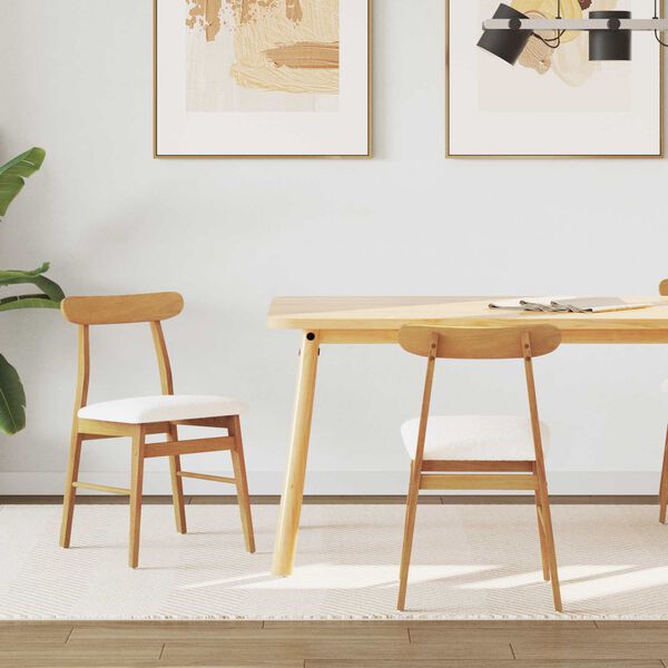 vidaXL Ruokatuoli 2 pcs Luonnollinen ja vaalea Kest&auml;v&auml; Kumipuinen