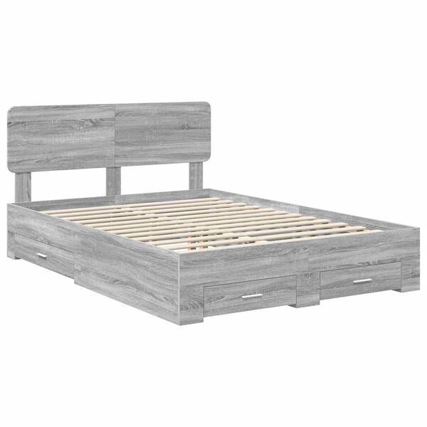 vidaXL S&auml;ngyn runko p&auml;&auml;tyll&auml; Harmaa Sonoma 5FT King Size Tekninen puu