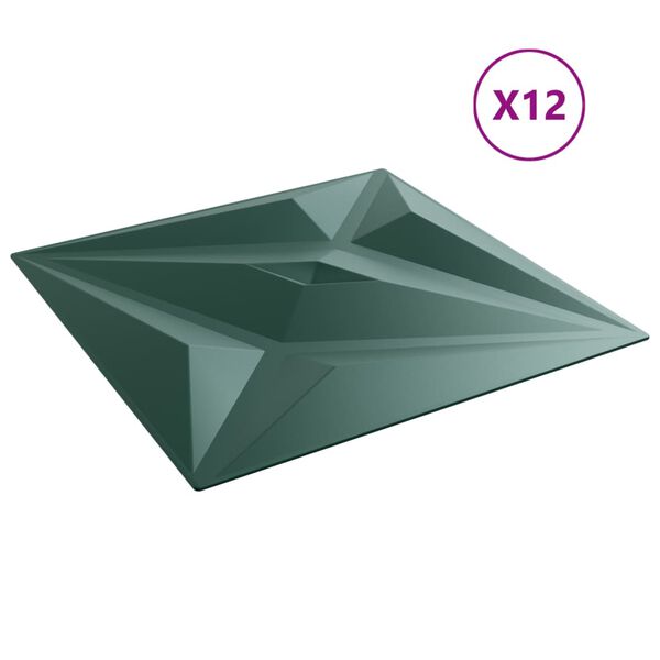 vidaXL Seinäpaneelit 12 kpl vihreä 50x50 cm XPS 3 m² tähti