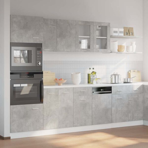 vidaXL 7-osainen Keitti&ouml;kalustesarja Lyon betoninharmaa tekninen puu