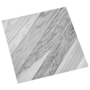 vidaXL Itsekiinnittyv&auml;t Lattialankut Harmaa Raidallinen 30,5 x 30,5 cm