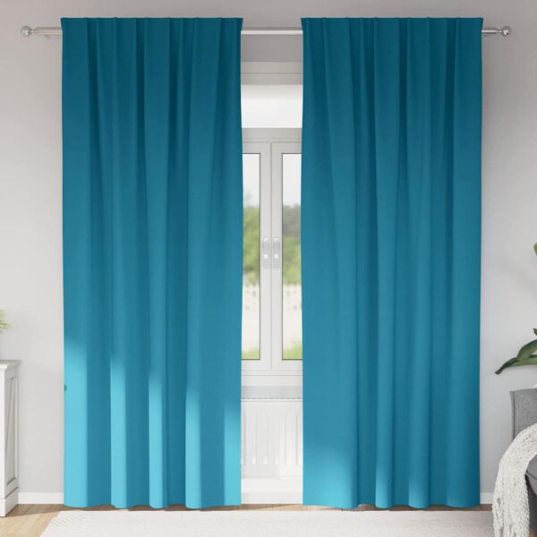 vidaXL Piment&auml;v&auml; verho renkailla 2 pcs Turkoosi 245 x 140 cm