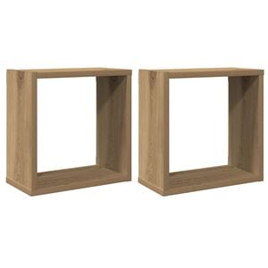 vidaXL Wall Cube Hyllyt 2 kpl k&auml;sity&ouml;l&auml;inen tammi tekninen puu