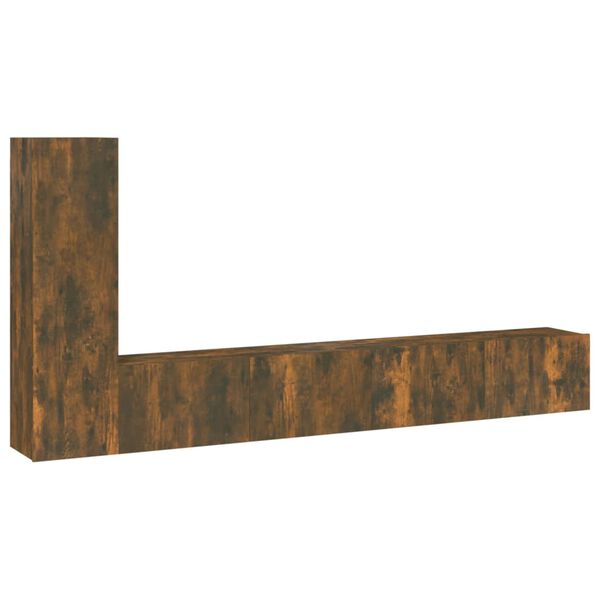 vidaXL 3-osainen TV-kaappisarja savutammi tekninen puu