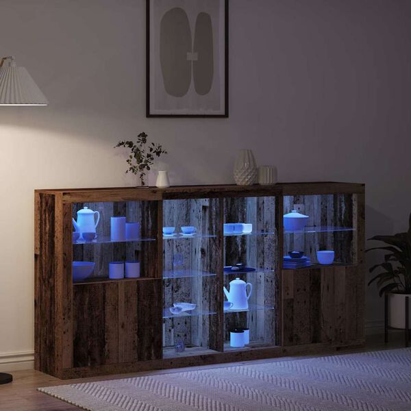 vidaXL LED-p&ouml;yt&auml;taso 3 pcs Vanha puu 202 x 37 x 100 cm Tekninen puu