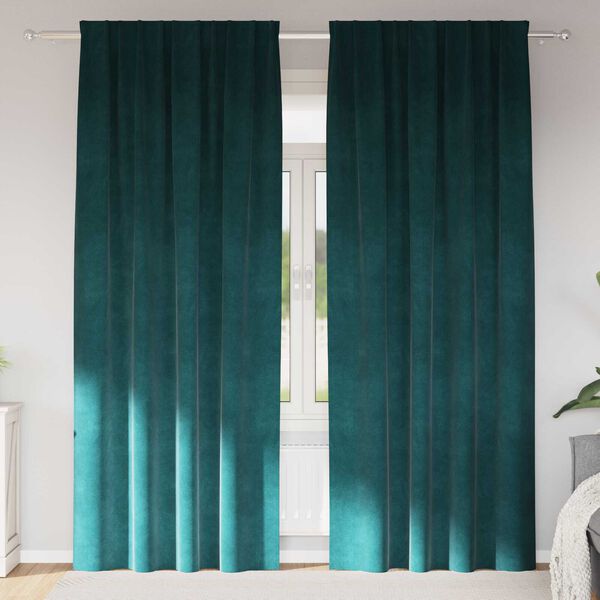 vidaXL Pimennysverhot 2 pcs Tummanvihreä 140 x 245 cm Sametti