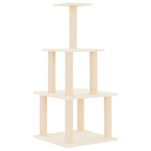 vidaXL Kissan kiipeilypuu sisal- raapimispylv&auml;ill&auml; kerma 111 cm