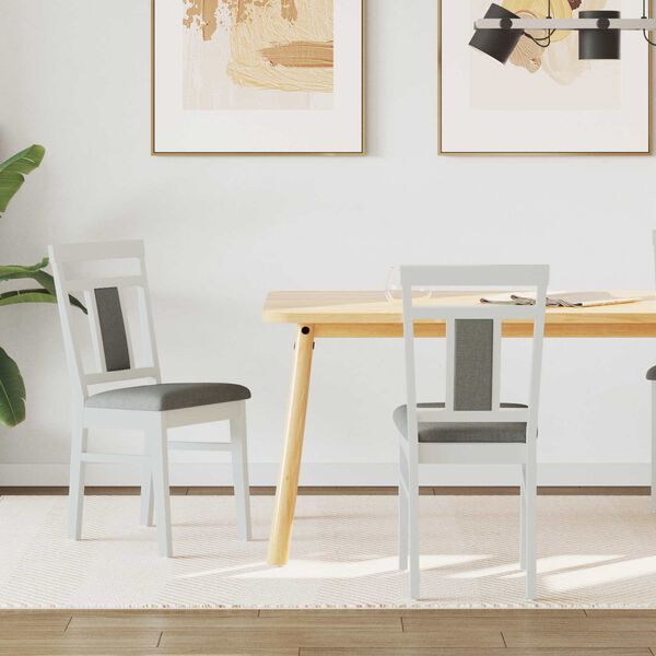 vidaXL Ruokatuoli 2 pcs Valkoinen ja Harmaa Kest&auml;v&auml; Kumipuinen