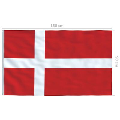 vidaXL Tanskan lippu ja tanko alumiini 6 m
