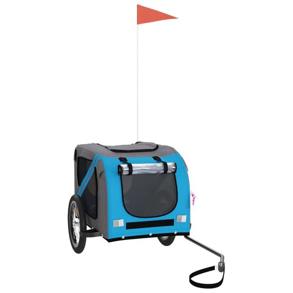 vidaXL Lemmikinkuljetusk&auml;rry py&ouml;r&auml;&auml;n sininen/harmaa kangas ja rauta