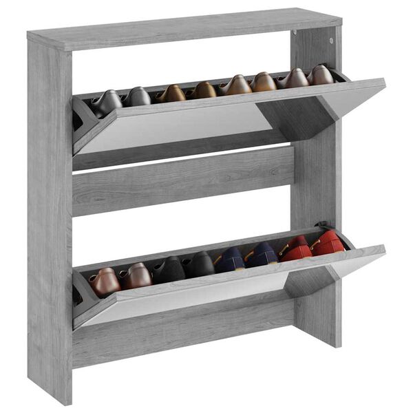 vidaXL Kenk&auml;kaappi peilill&auml; 2-kerroksinen harmaa Sonoma 63x17x67 cm