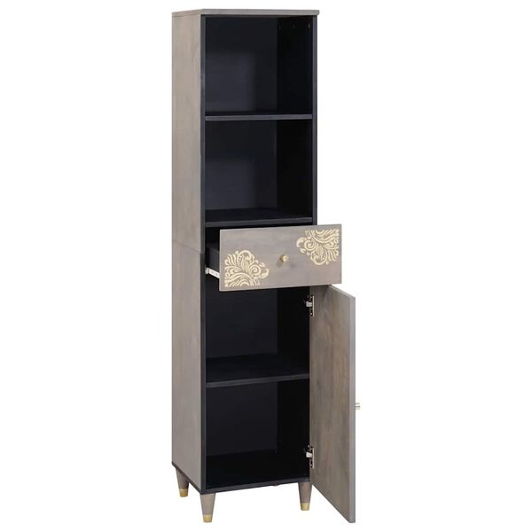 vidaXL Sivupöytä Harmaa 38 x 33 x 160 cm Kiinteä mango puu