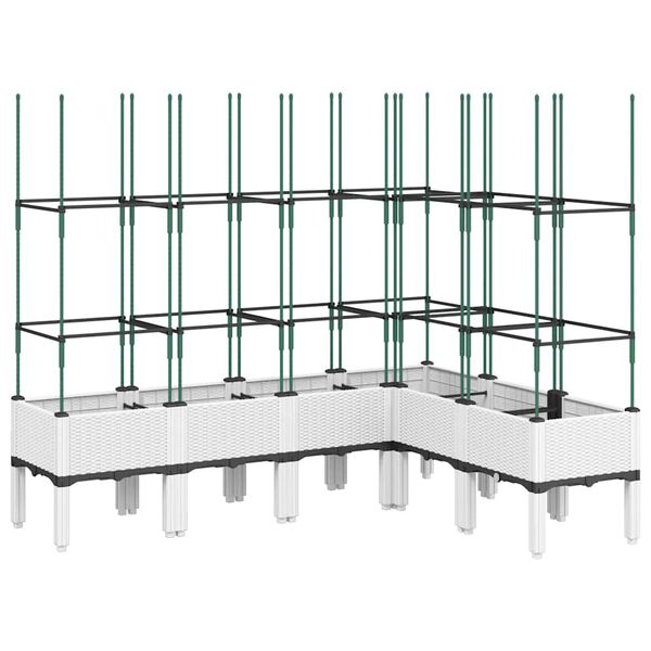 vidaXL Kukkalaatikko s&auml;leik&ouml;ll&auml; valkoinen 160x120x142,5 cm PP