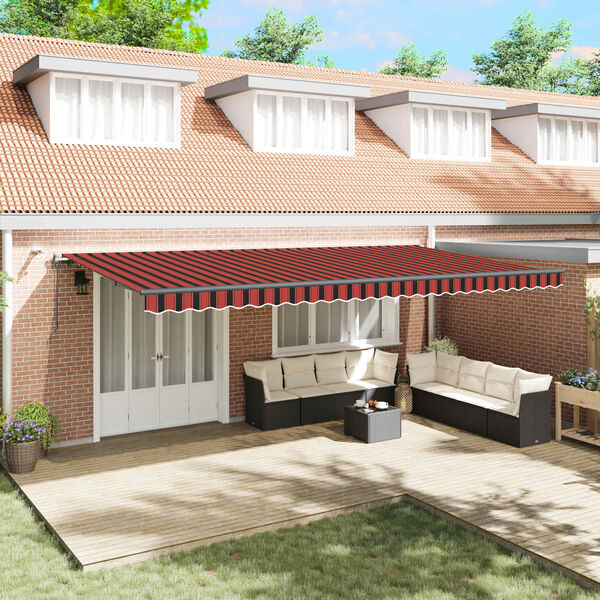 vidaXL Vetoutuva markiisi mukana Oranssi ja ruskea 600 &times; 350 cm kangas