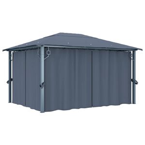 vidaXL Huvimaja verhoilla 400 x 300 cm antrasiitti alumiini