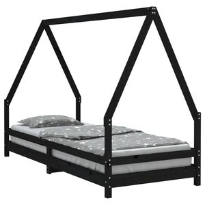 vidaXL Lasten s&auml;ngynrunko musta 80x200 cm t&auml;ysi m&auml;nty