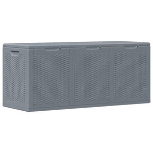 vidaXL Ulkos&auml;ilytyslaatikko harmaa PP rottinki 270 l