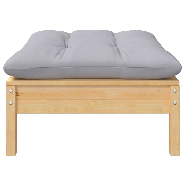 vidaXL 2-istuttava Puutarhasohva harmaat tyynyt täysi mänty