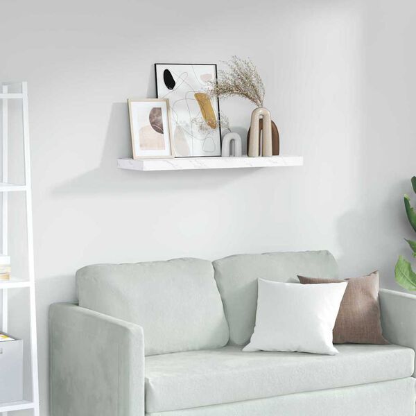 vidaXL Sein&auml;hylly Valkoinen marmori 80 x 23,5 x 4 cm Tekninen puu