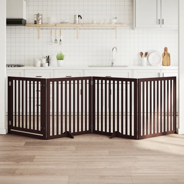 vidaXL Koiraportti kokoontaittuva 4 paneelia ruskea 320 cm poppelipuu