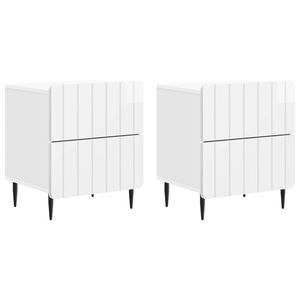 vidaXL Y&ouml;p&ouml;yt&auml;kaappi 2 pcs Korkeakiiltoinen valkoinen Tekninen puu