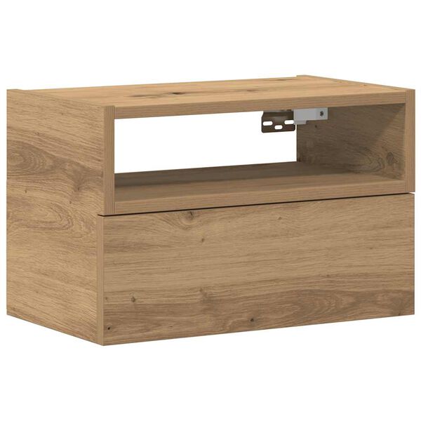 vidaXL Sein&auml;kiinnitett&auml;v&auml; y&ouml;p&ouml;yt&auml; k&auml;sity&ouml;l&auml;inen tammi 45x26x28,5 cm