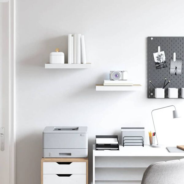 vidaXL Kelluvat sein&auml;hyllyt 2 kpl tammi ja valkoinen 50x23x3,8 cm MDF