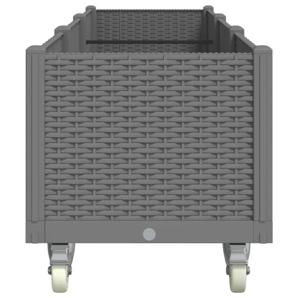 vidaXL Ulkokukkalaatikko py&ouml;rill&auml; vaaleanharmaa 240x50x54 cm PP