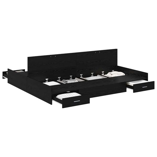 vidaXL Säilytystilallinen sängynrunko Musta tammi. 6FT Super King Size