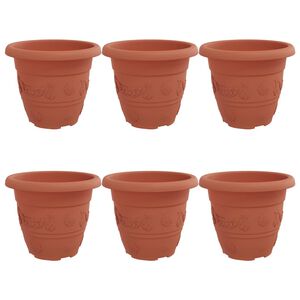 vidaXL Py&ouml;re&auml; kukkaruukku 6 pcs Tiilenpunainen &Oslash; 26 x 21.5 cm Muovi